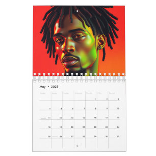 ブラックキングスメラニンメンズアフロセントリックブルドレッドロック カレンダー