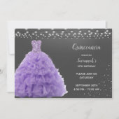 ブラックキンセアニェラプリンセスラベンダーガウンライト 招待状 (正面)