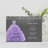 ブラックキンセアニェラプリンセスラベンダーガウンライト 招待状 (スタンド正面)