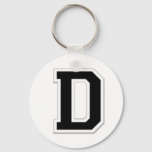 ブラックキーチェーンのイニシャル文字Dを綴る キーホルダー (正面)
