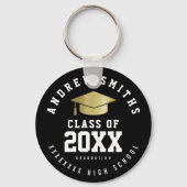 ブラックキーホルダーの名前とクラス年 キーホルダー (正面)