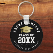 ブラックキーホルダーの名前とクラス年 キーホルダー (正面)