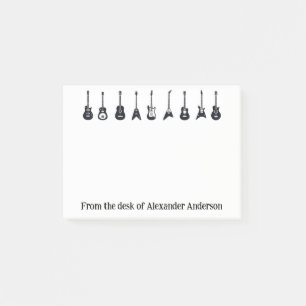 ブラックギターとホワイトギターのパーソナライズされたポストイットノート ポストイット