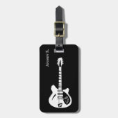 ブラックギターとホワイトギター、ギタリスト旅行 ラゲッジタグ (正面縦)