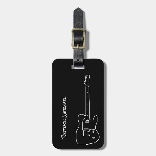 ブラックギターとホワイトギター、ギタリスト旅行 ラゲッジタグ (正面縦)