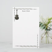 ブラックギターデザイン 便箋 (スタンド正面)