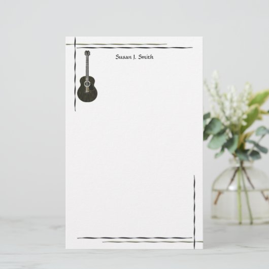 ブラックギターデザイン 便箋 (スタンド正面)