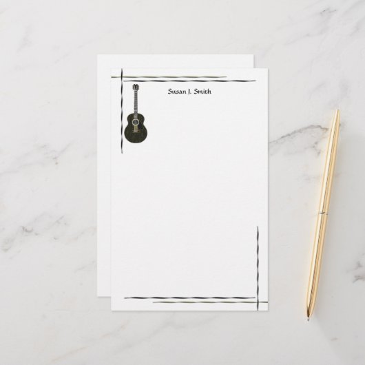 ブラックギターデザイン 便箋 (正面/裏面インサイチュ)