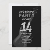 ブラックギターバンド誕生日10代の若者 招待状 (正面)