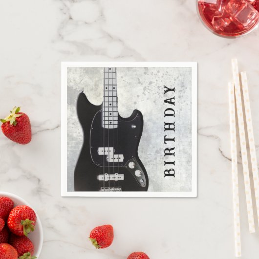 ブラックギターバースデーパーティー紙ナプキンス スタンダードカクテルナプキン (インサイチュ)
