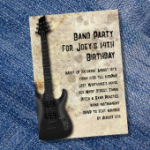 ブラックギター10代の若者誕生日パーティー 招待状