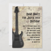 ブラックギター10代の若者誕生日パーティー 招待状 (正面)