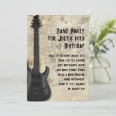 ブラックギター10代の若者誕生日パーティー 招待状 (スタンド正面)