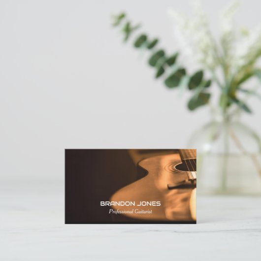 ブラックギター、ギタリスト、プロフェッショナルミュージシャン 名刺 (スタンド正面)