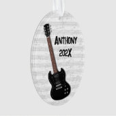ブラックギタ10代のー少年の名前日付 オーナメント (正面)