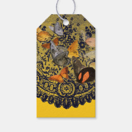 ブラックギフトアンティークにおけるラベルレース模様 ギフトタグ