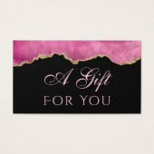 ブラックギフトカードにピンクの瑪瑙 (正面)