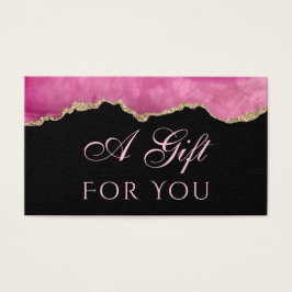 ブラックギフトカードにピンクの瑪瑙