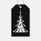 ブラックギフトコンテンポラリーT上の白いクリスマスツリー ギフトタグ (正面)