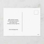 ブラックギフトボックス金ゴールド雪片クリスマスボール シーズンポストカード (裏面)