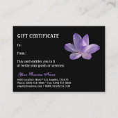 ブラックギフト開花にパープルロータス 割引カード (裏面)