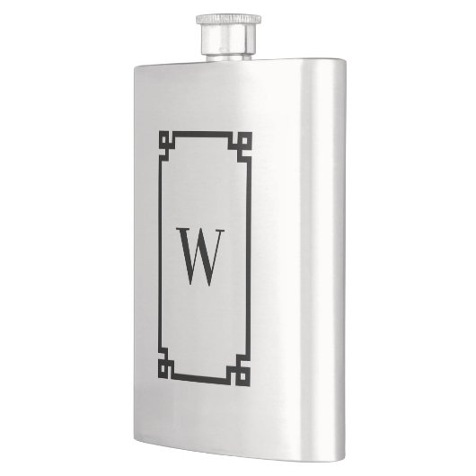 ブラックギリシャ鍵縁どモノグラム フラスク (左)