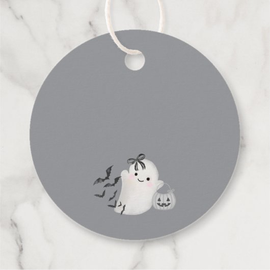 ブラックギンガムキュートブー幽霊バースデーパーティーサークル フェイバータグ (裏面)