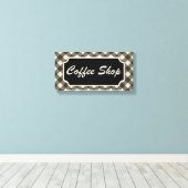 ブラックギンガムコーヒーショップダイナーサイン キャンバスプリント (インサイチュ (ウッドフロア))