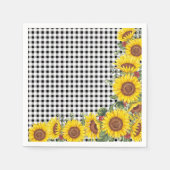 ブラックギンガムサンフラワーズブライダルまたはベビーシャワー スタンダードカクテルナプキン (正面)