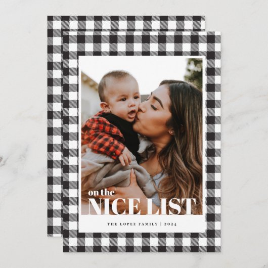 ブラックギンガムニースリスト写真クリスマスカード シーズンカード (正面/裏面)