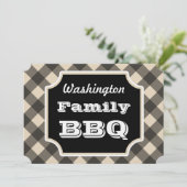 ブラックギンガムファミリーサマーBBQピクニック招待状 招待状 (スタンド正面)