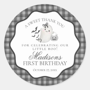 ブラックギンガム かわいいブー おばけ 誕生日 パーティーファバー ラウンドシール