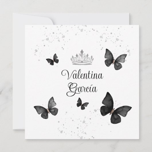 ブラッククインセアニラ15アノスブッテフライシルバーグリッター 招待状 (裏面)