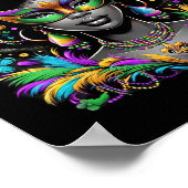 ブラッククイーンアフロアフリカビーズマスクマルディグラスカー ポスター (角)