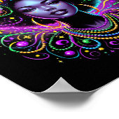 ブラッククイーンアフロアフリカンバタフライビーズマスクマード ポスター (角)