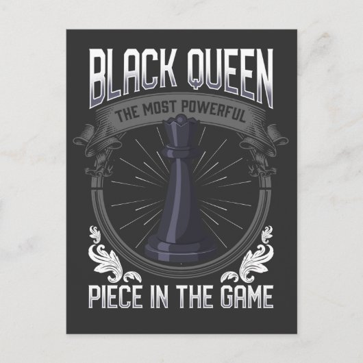 ブラッククイーンウーマンパワーガールチェスの駒 ポストカード (正面)