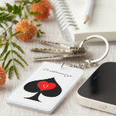 ブラッククイーンオブスペード赤いハートサンダーコーブ キーホルダー (正面右)