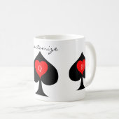 ブラッククイーンオブスペード赤いハートサンダーコーブ コーヒーマグカップ (正面右)
