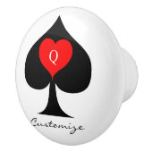 ブラッククイーンオブスペード赤いハートサンダーコーブ セラミックノブ (右)