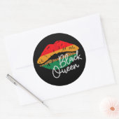 ブラッククイーンキス唇とヒョウのスポット12番目 ラウンドシール (封筒)