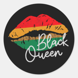 ブラッククイーンキス唇とヒョウのスポット12番目 ラウンドシール