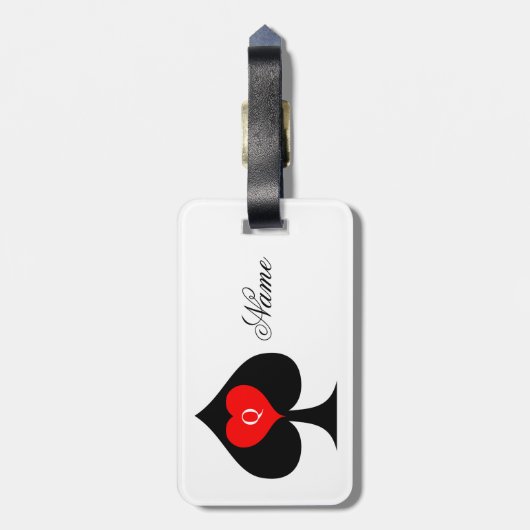 ブラッククイーンスペード赤いハートThunder_Cove ラゲッジタグ (裏面縦)