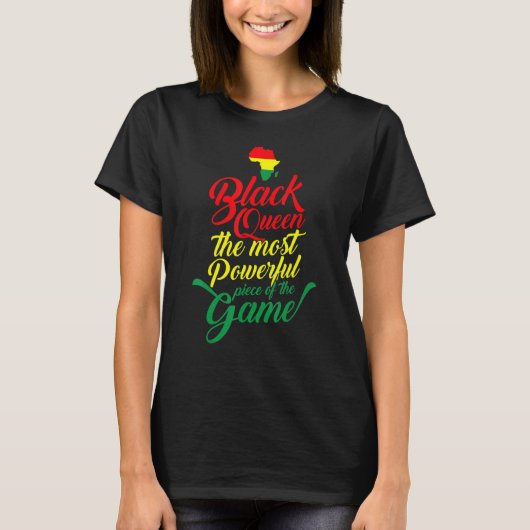 ブラッククイーンズ最強のピース黒の歴史アフリ Tシャツ (正面)