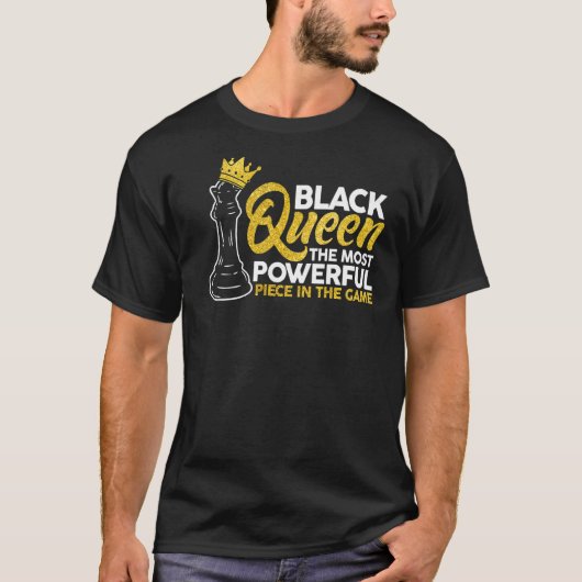 ブラッククイーンズ最強チェスアフリカンアメリカW Tシャツ (正面)
