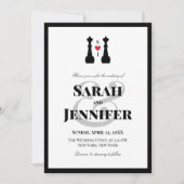 ブラッククイーンチェスの駒レズ結婚ビアン 招待状 (正面)