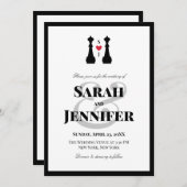 ブラッククイーンチェスの駒レズ結婚ビアン 招待状 (正面/裏面)