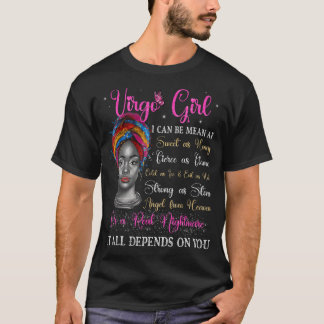ブラッククイーンバイグロガール〔占星術の〕十二宮図誕生日アフロナチュラ Tシャツ