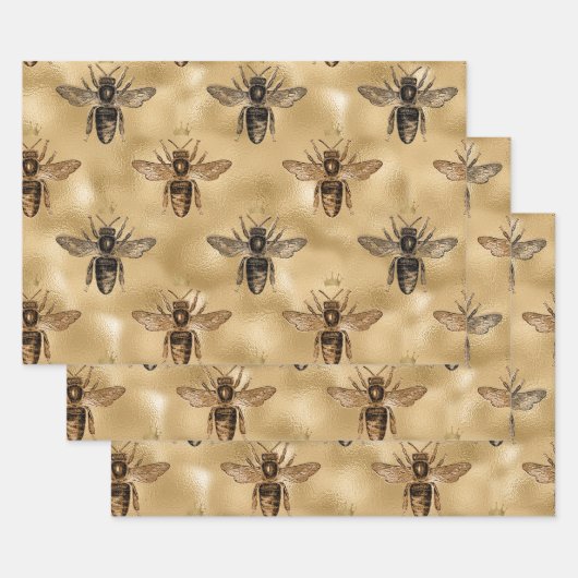 ブラッククイーンビーズオン金ゴールド ラッピングペーパーシート (セット)