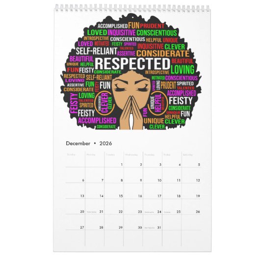 ブラッククイーンメラニンウィメンブラウンスキンシエスタ魔法 カレンダー (12月 2026)