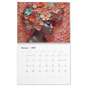 ブラッククイーンメラニンシスタフラワーカーリーアフロ女性 カレンダー (2月 2026)